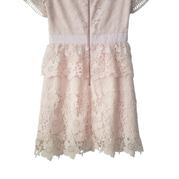 Ted Baker Dixa Guipure Lace Peplum Dress Light Pink Size 3 (US 8) - Picture 6 of 10